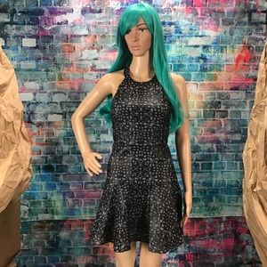 PARKER Leona Laser Cut Faux Leather Flounce Dress!